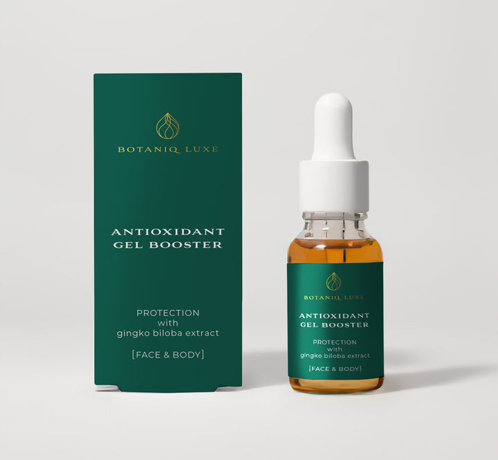 Antioxidant Gel Booster box and bottle with dropper top